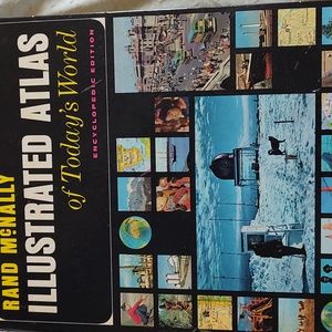 Vintage Illustrated Atlas Of The World Rand McNally. Bound Book.